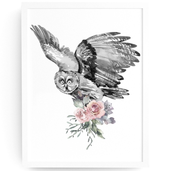 Owl Illustration Watercolor Wall Art Print Poster Unframed - Picture 8 of 9